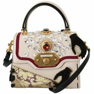 DOLCE & GABBANA Multicolor Leather Crystal Crossbody WELCOME Purse